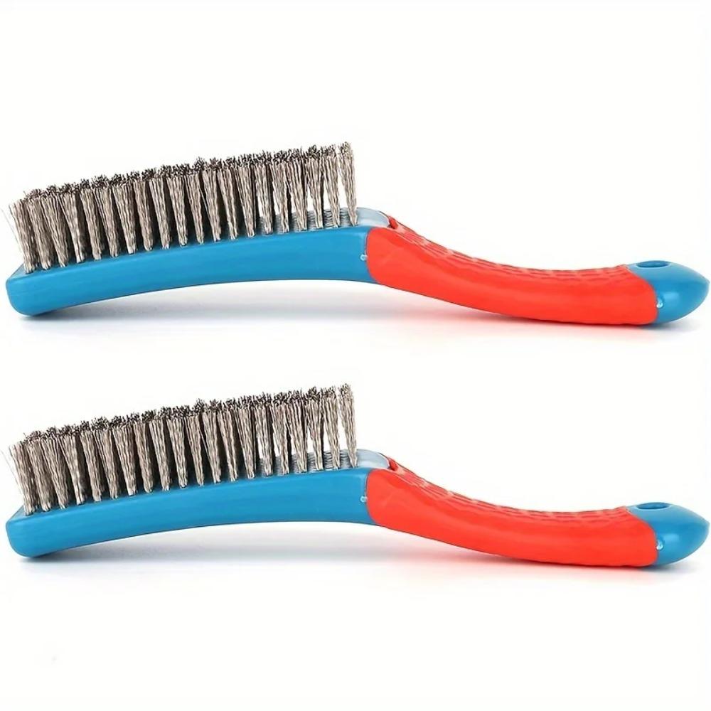 1PC Hand Wire Brush – Stainless Steel Bristles, Ergonomic Handle for Rust & Welding Slag Removal, Metal Cleaning Tool
