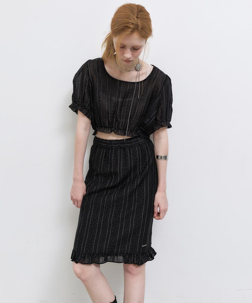 Nigaennikol Pin Stripe Flare Skirt_Black