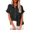 2025 Spring/Summer Women's Chiffon Pocket Button Short Sleeve Shirt - European and American Style Hot Item