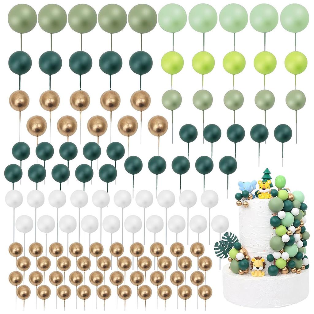 97PCS Ball Cake Toppers Cake Decorations Foam Ball Cupcake Picks DIY Cake Insert Toppers for Birthday Party Wedding Baby Shower