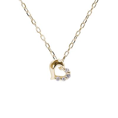 Colar de coração com diamantes, ouro rosa, pedra natural, pedra preciosa 10K [Shinyo] Feminino