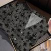 Black Floral Ice Silk Pajamas Women'S Spring Long-Sleeved Lace Lace Fashion Loungewear Set