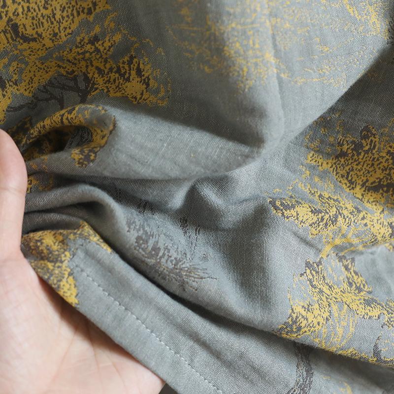 Men's Pure Cotton Jacquard Kimono Robe - Loose Fit, Plus Size, Ideal for Spring to Autumn Sleepwear and Sauna.