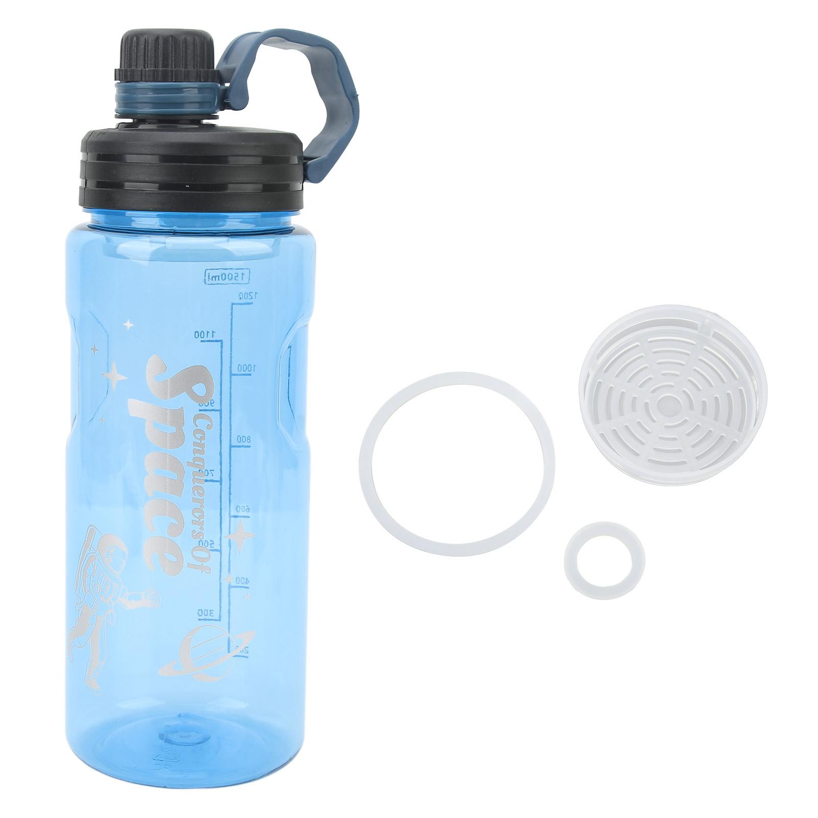

1500ml Sports Water Bottle Food Grade PC with Drinking Water Scale Fitness Jug for Gym Cycling Running