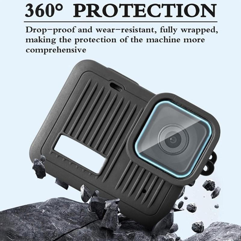 Camera Protective Accessories Set for Camera Including Black Silicone Case and Tempereds Glass Film