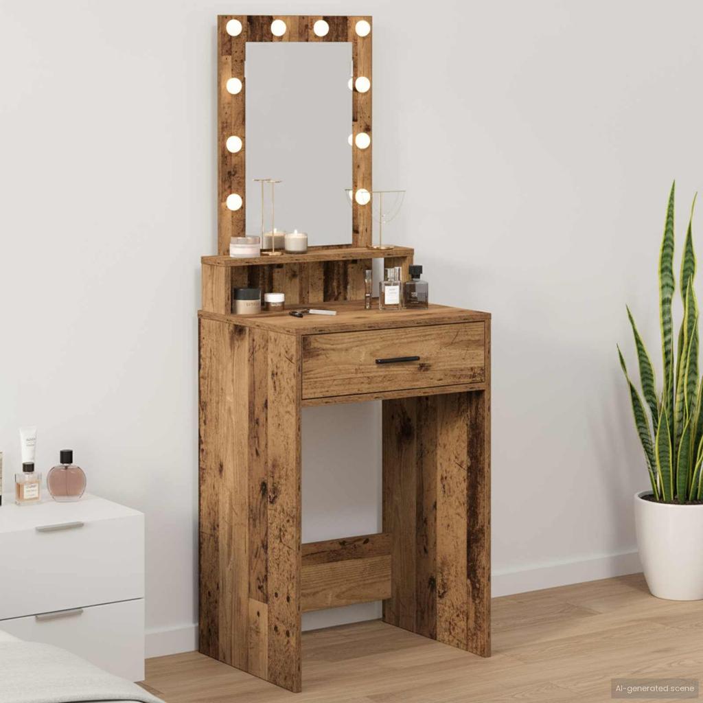 Makeup Table with Storage Brown 50 x 41 x 140 cm Engineered Wood