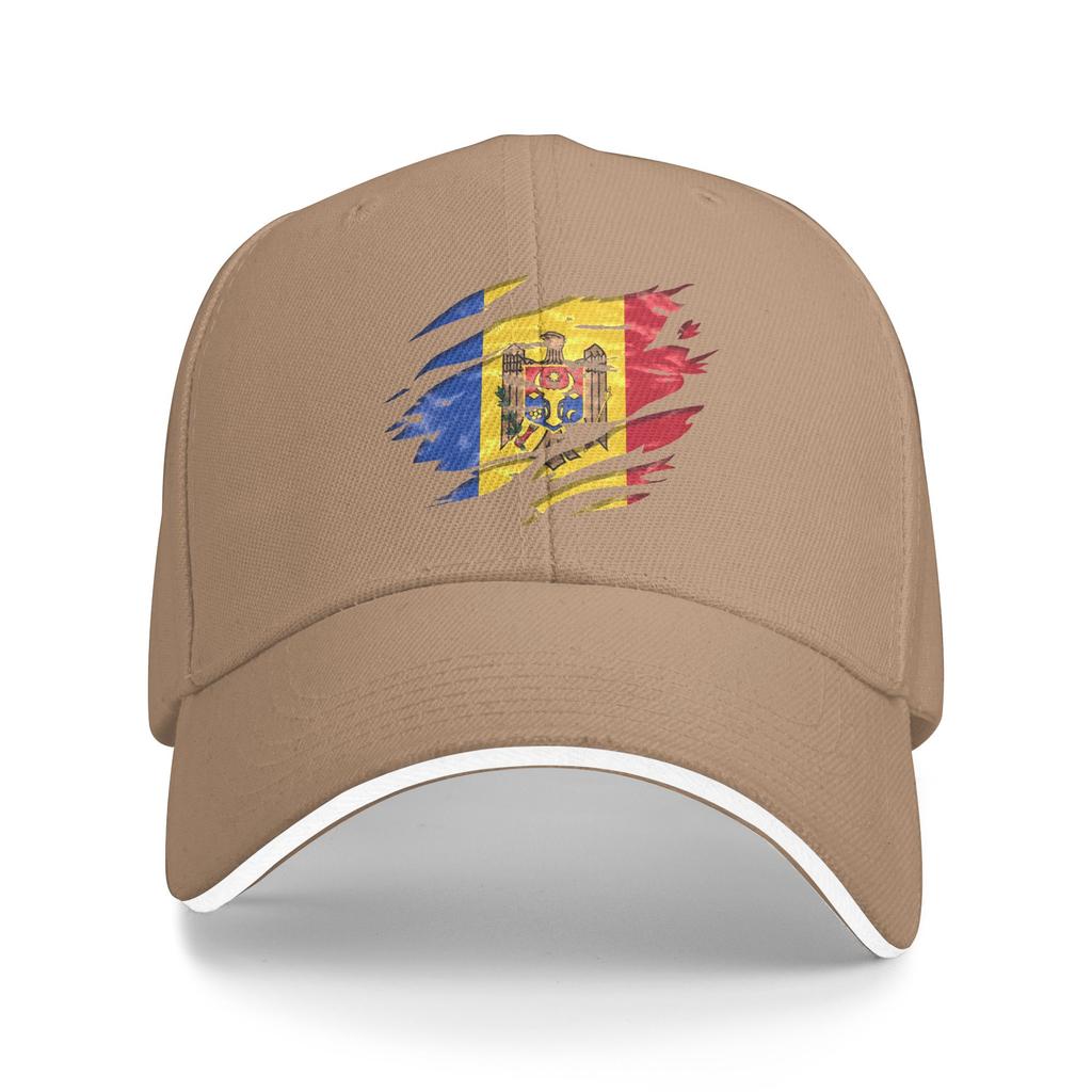 Ripped Rip Open Moldova Flag Palm Baseball Cap Tennis Skate Sun Visor Trucker Hat Couple WomenFashion Print Baseball Caps