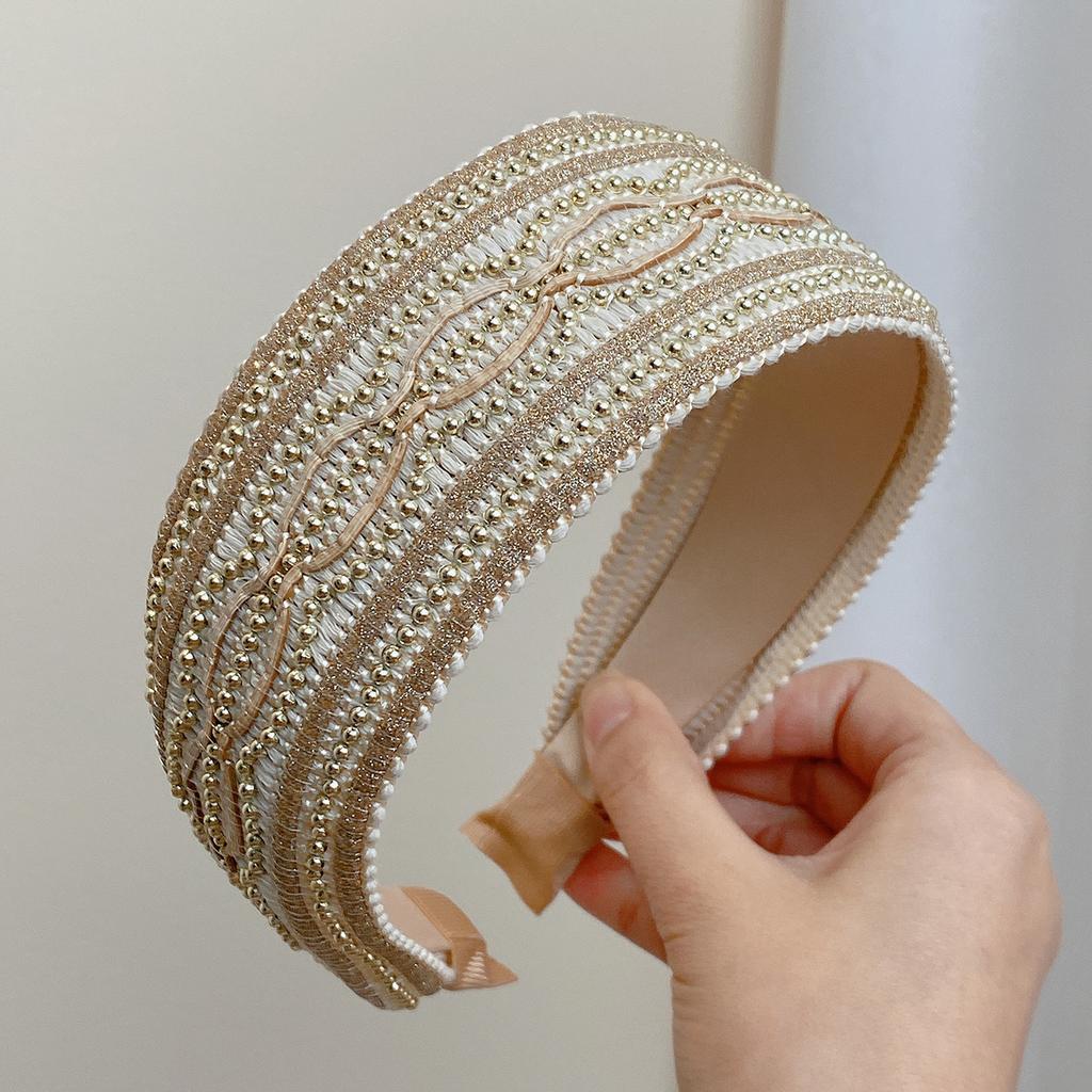 New Retro Wide-brimmed Headband Women's Premium Baroque European and American Style Chain Woven Headband Hair Accessories