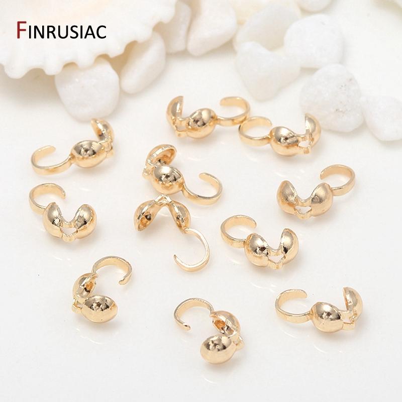 

Jewellery Making Supplies 4mm Oyster Crimp Bead Tip Knot Cover 14K Gold Plated Connector Clip Clasp Fittings Components 4mm-50 pcs
