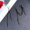 Punk Style Black Rivet Dissymmetry Long Tassel Dangle Earrings for Women Personality Hip Hop Rock Punk Jewelry Accessory Gift