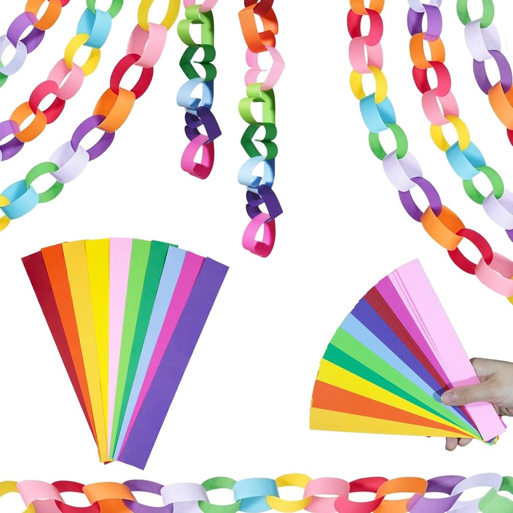100pcs Creative DIY Assembles Paper Chains Colored Paper Strings Paper Streamers Party Backdrop Decoration