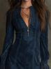 2026 Sexy Slim V-neck Embroidered Long Sleeve Dress