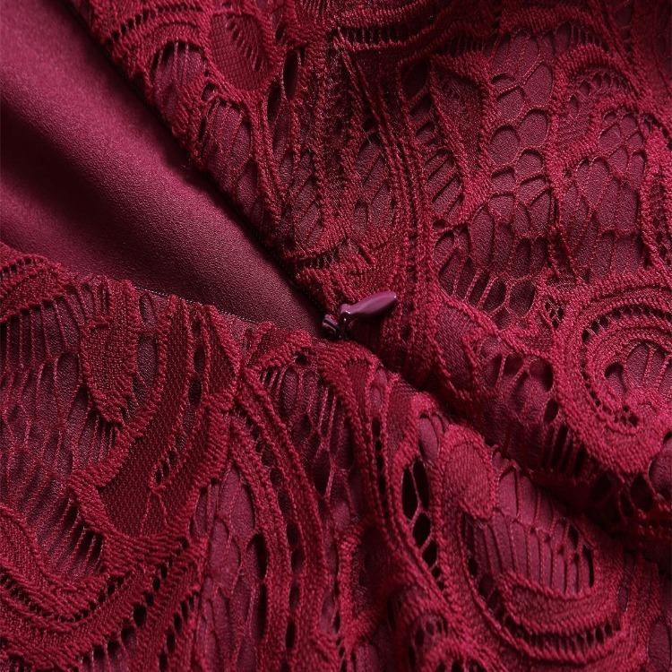 Vintage Floral Lace Bridesmaid Dress 3 4 Sleeve A Line with Ribbon Belt Tea Length Cocktail Party Evening Occasion Outfit Day Wear