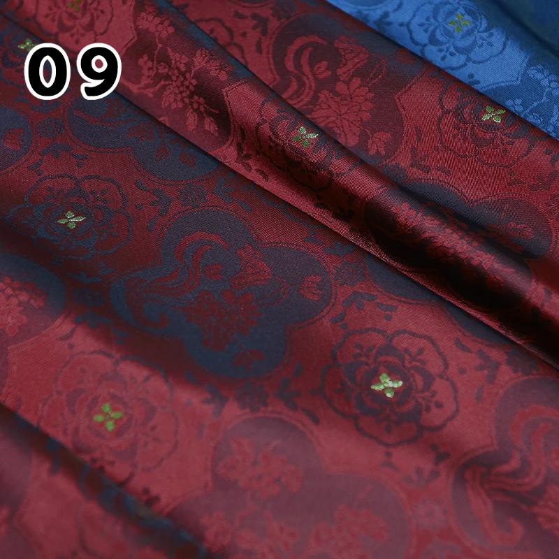 1m High End Jacquard Fabric Small Golden Osmanthus Lotus Flower Brocade Fabric for Cheongsam Horse Face Skirt DIY Sewing
