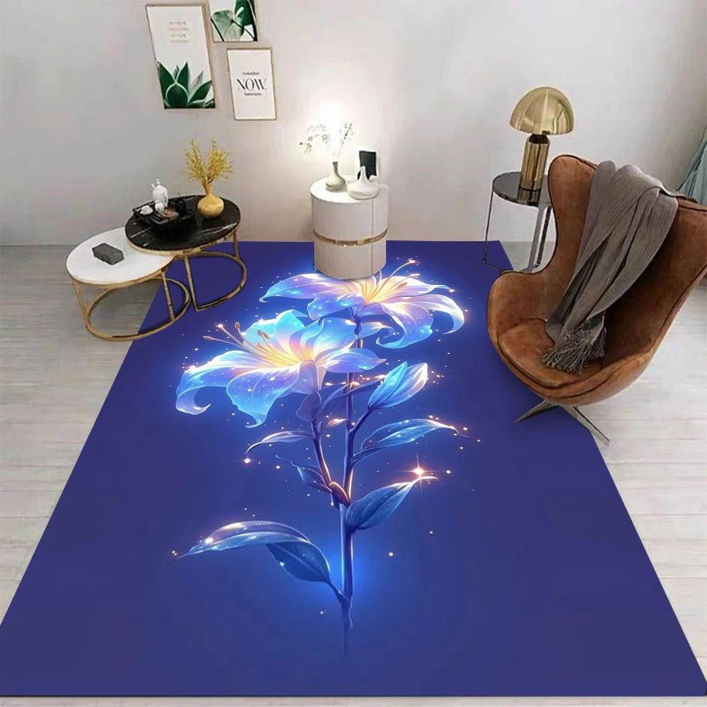 Flower Carpet Cartoon Living Room Bedroom Kitchen Sofa Table Balcony Rug Non-slip Washable Mat Exquisite Home Ornaments