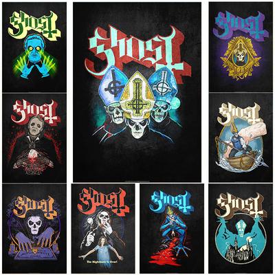 Abstracte Ghost Band Posters Canvas Schilderij Heavy Metal Band Wandkunst Foto voor Living Coffee House Bar Woondecoratie Frameloos