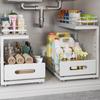 Kitchen Under Sink Shelf Floor Under Sink Storage Pull Basket Multifunctional Pull Slide Rail Storage Rack