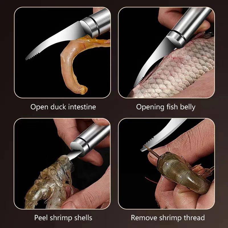 Shrimp Peeling Tool Multifunctional Fast Shrimp Peeler Stainless Steel Fish Knife Shrimp  Kitchen Shrimps Cutting Tools