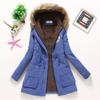 IELGY Winter Mid-length Cotton-padded Jacket Large Fur Collar Hooded Thickened Cotton-padded Jacket Jacket
