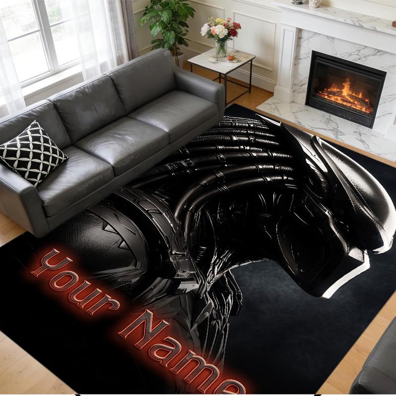 Tapis en Velours Cristal Texte Nom Personnalisé, Tapis de Sol Doux Antidérapant Décoration de MaisonPredator
