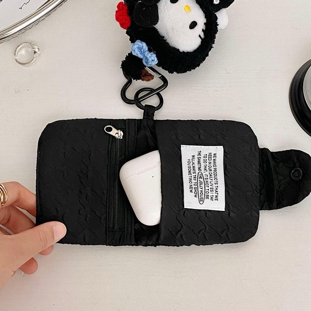 Damen Retro Plissiertes Münzfach mit Mehrschichtigem Kartenhalter & Kopfhörertasche