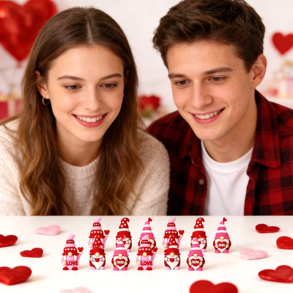 30 Pcs Valentine's Day Gnomes Figurines Dwarf Statue Gifts For Anniversary Wedding Party Favors Valentine Tiered Tray Table Display Cake Decor Hide