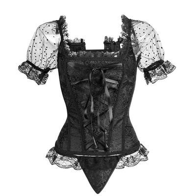 Corset, Court Attire, Multicolored Strapless Collar, Sleeveless Lace Up, Over Shoulder Tight Fitting Women's Shapewear