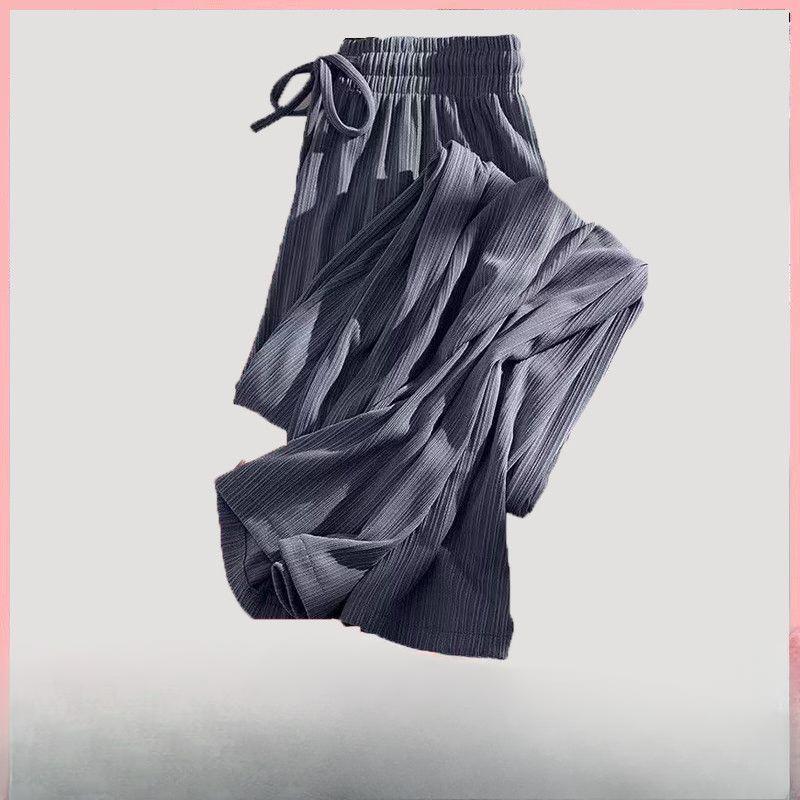 Sommer Eis Seide Weitbein Hose Hohe Taille Dünne Freizeithose Damen Locker Bodenlang