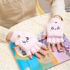 Half Finger Flip Cover Student Mittens Thick Plush Riding/Writing Gloves Knit Gloves  3-12Years