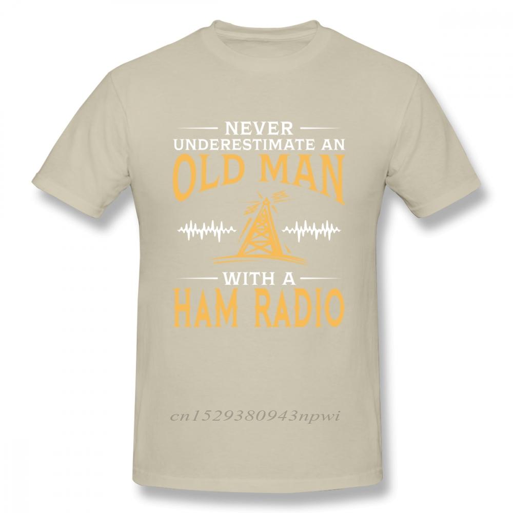 100% Cotton Tees Never Underestimate An Old Man with A Ham Radio Tee Shirt Man Round Neck T Shirt Guys Punk Designer Streetwear