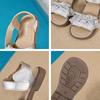 Girls Open Toe Sandals Lace Pearl Bowknot Decoration Adjustable Strap Comfortable Sole Casual Footwear for Little Girls