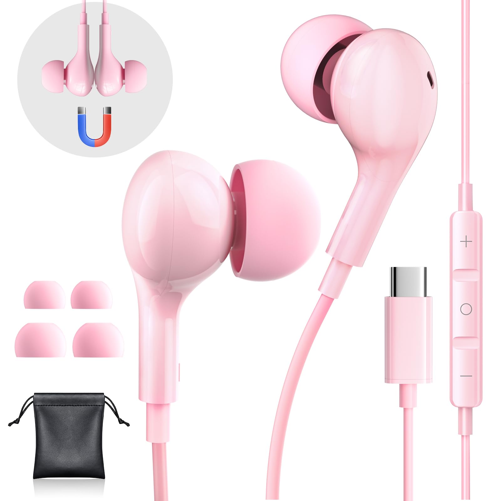 

USB C Headphones Wired Earbuds for iPhone 15 Pro/iPad Pro/iPad Air, with HiFi Mic Volume Control Type C Earphones for Samsung Galaxy S24/S23/S22 Ultra
