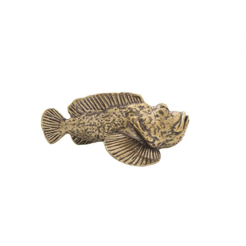 Stone Brass Ornament Shop Hall Desk Deep Sea Fish Decoration Craft Collection