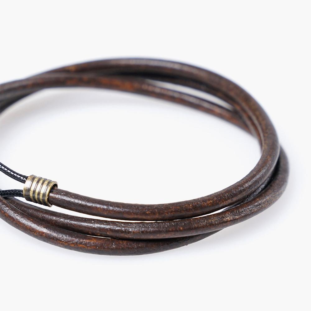 Jbans Classic Full Grain Leather String 439Br Blue Marble Ring 1137 Bracelet Set (C2403-Se372_Br)