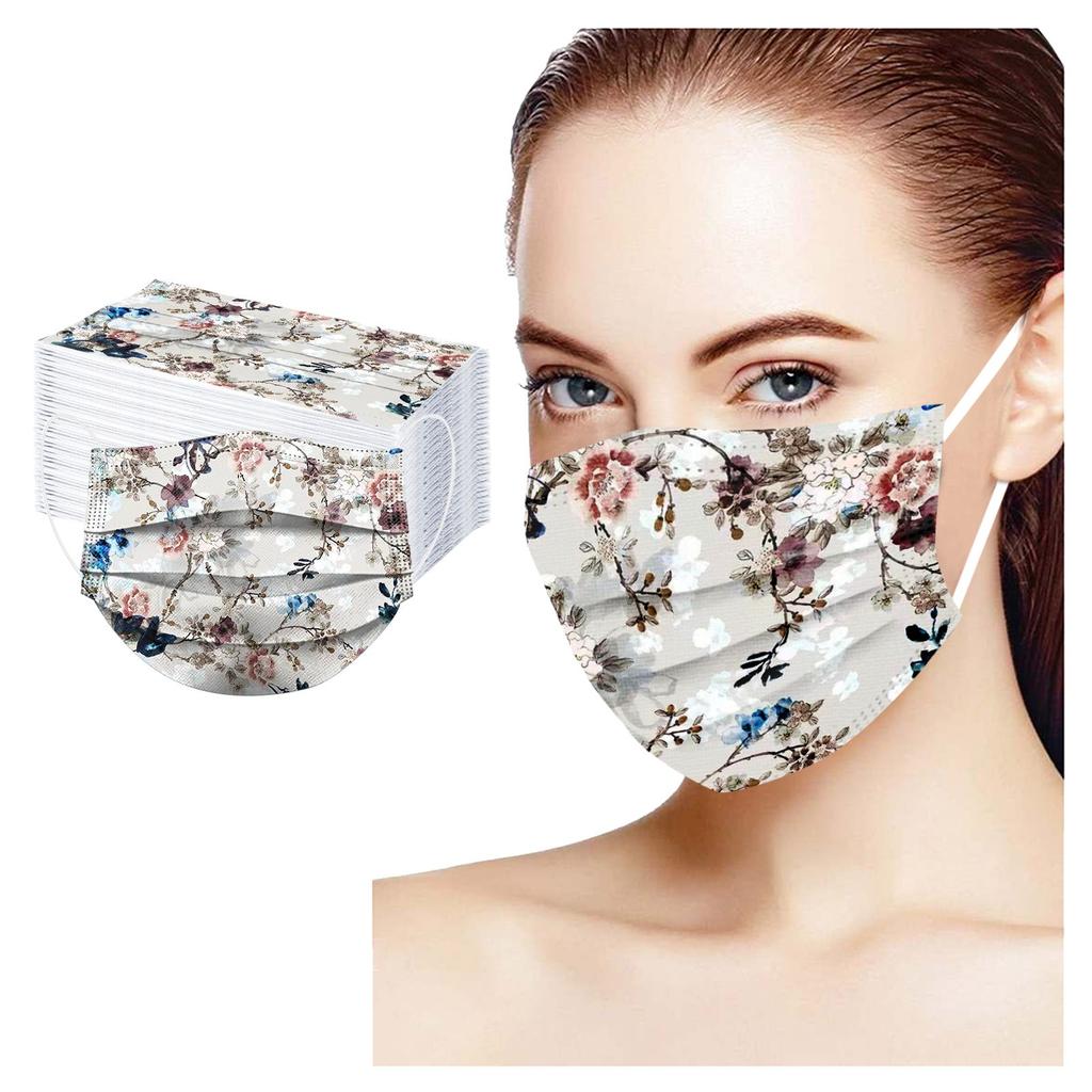 100PCS Adult Fashion Print Disposable Face Mask 3 Ply Earloop Anti-PM2.5 