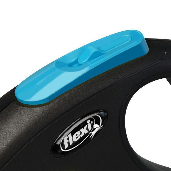 Laisse - Flexi - New Neon S Tape - 5 M - Noir/Bleu - Réfléchissante - Ultra-résistante