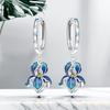 925 Silver Blue Iris Flower Drop Earrings Women Earrings Charm Fashion Versatile Party Jewelry Gifts