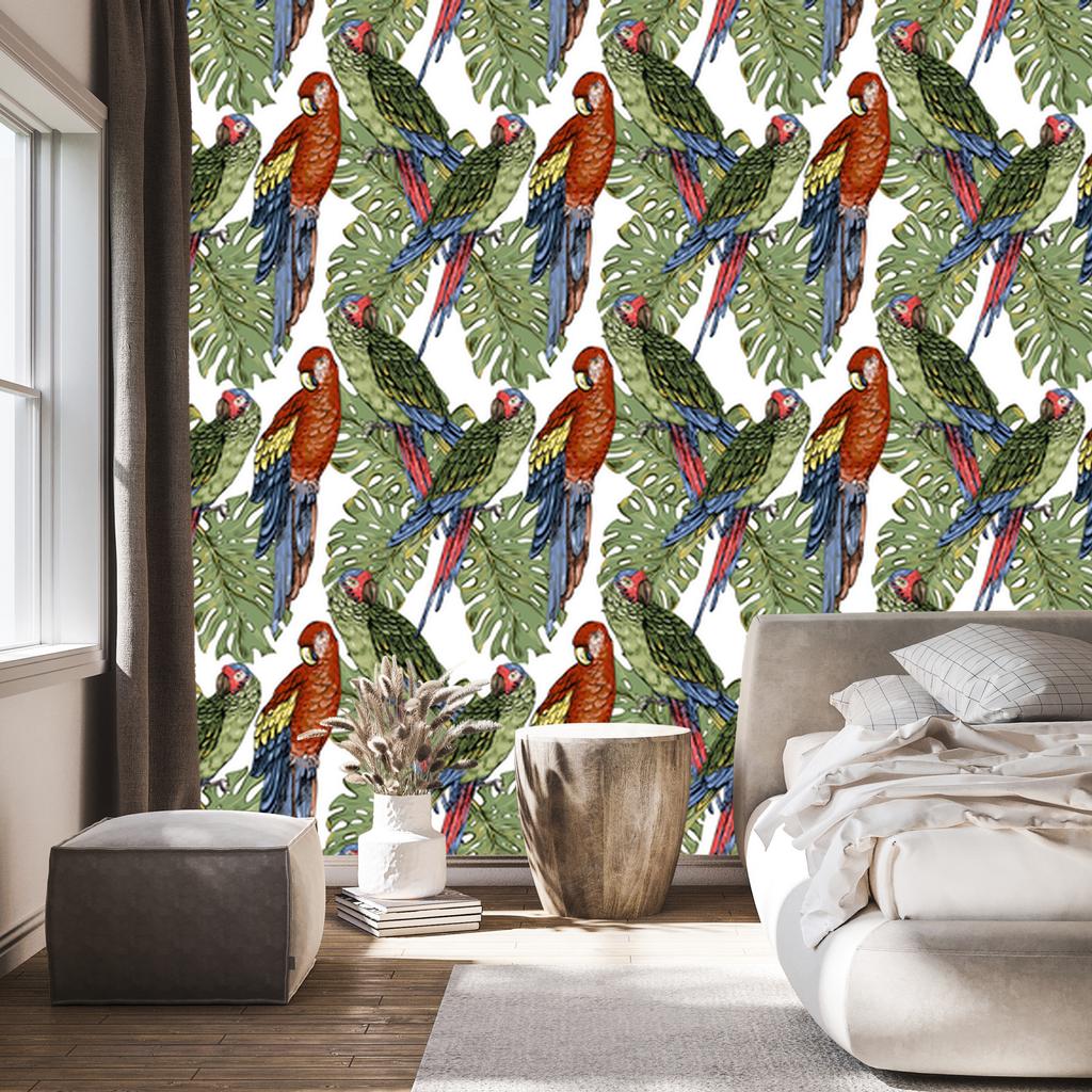 Colorful parrots wallpaper for living room and bedroom 50x1000