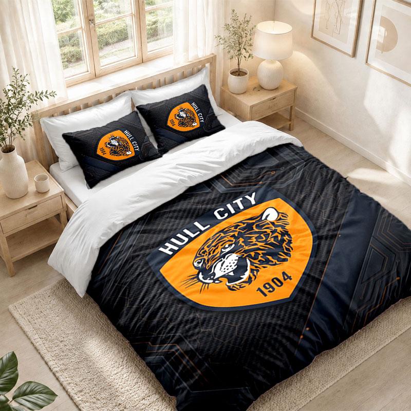 Bedding Set 1 Duvet Cover 2 Pillowcases Hull FC Print Bedroom Home Decoration