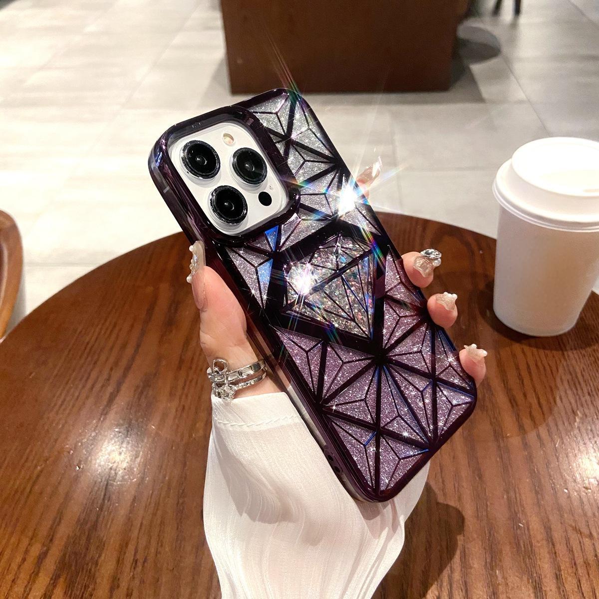 

Роскошный чехол для телефона с 3D-покрытием и бриллиантами для iPhone 11, 12, 13, 14, 15 Pro Max 12 Pro 13 Pro 14 Pro Max, мягкий чехол из ТПУ с защитой от капель iPhone 13 фиолетовый