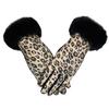 Leopard Print Plush Touchscreen Winter Gloves for Women - Velvet Lined