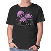 Unisex Crew Neck T-Shirt Mushroom Cats Graphic Short Sleeve Casual Tee