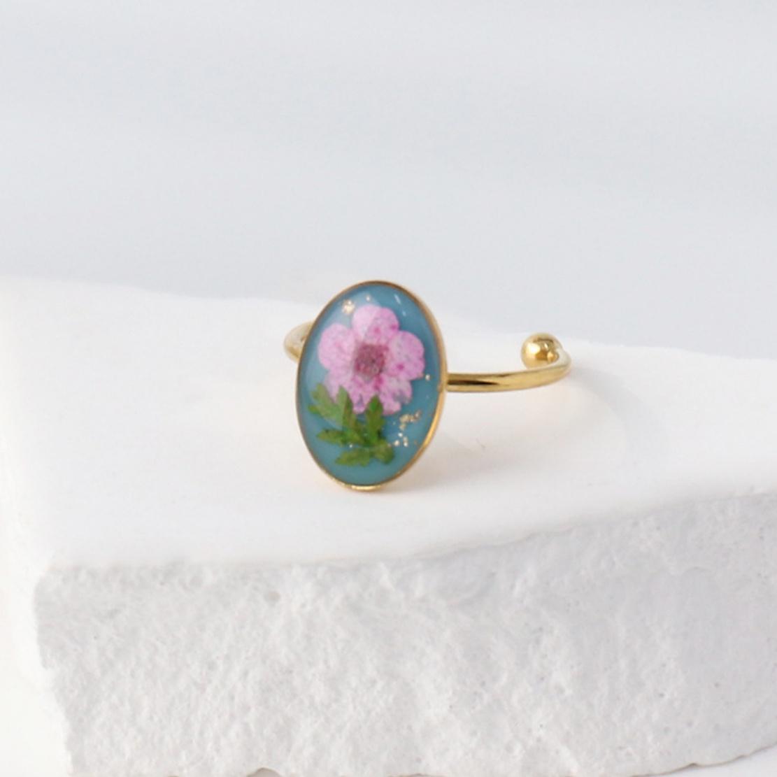 

Dried Flower Oval Rings Stainless Steel Gold Color Women s Eternal Flowers Open Finger Ring Zircon Wedding Band Gift Wholesale Open