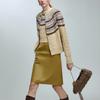 Vintage Wool-Cotton Cable Knit Cardigan – Mélange Fancy Yarn Winter Sweater, Round Neck, Long Sleeve