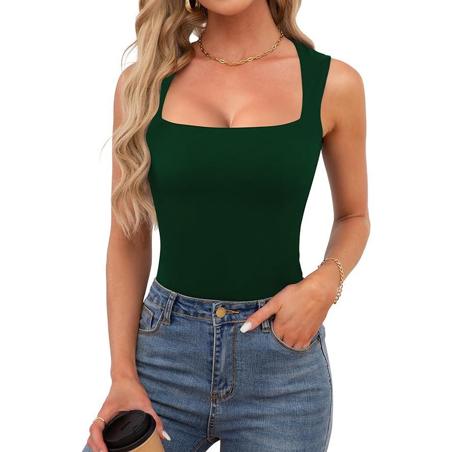 European & American Street Style Square Neck Slim Tank Top - Women's Fashion Base Layer 2025