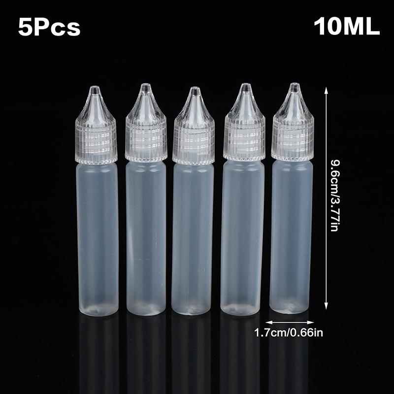 

10/15/30/50Ml Plastic Dropper Bottle Refillable Liquid Bottles 5Pcs Empty Long Bottle Pen Shape For Ink Essential Oil Pigment 10ML