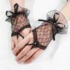 Women Lace Fingerless Gloves Solid Color White Black Red Bride Party Gloves Lady See Through Short Gloves Female Elegant Glove