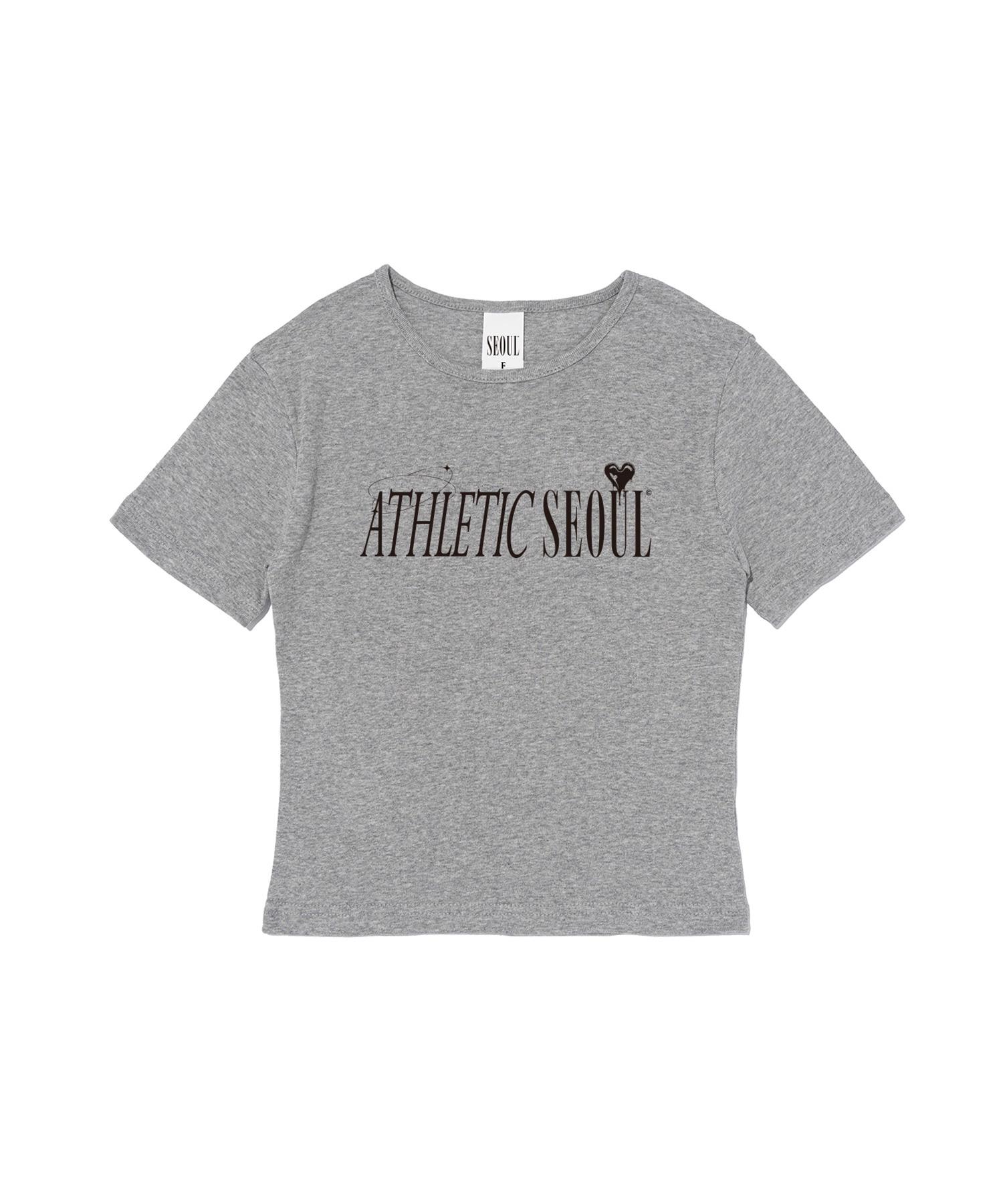 Seoul Apparel Athletic Lettering Crop Short Sleeve T-Shirt (Gray) Free