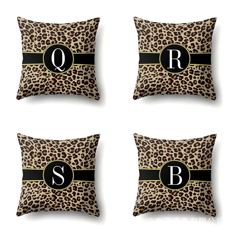 Polyester Pillow Case Leopard Print Decoration Home 26 English Letter Printing Pillow Case