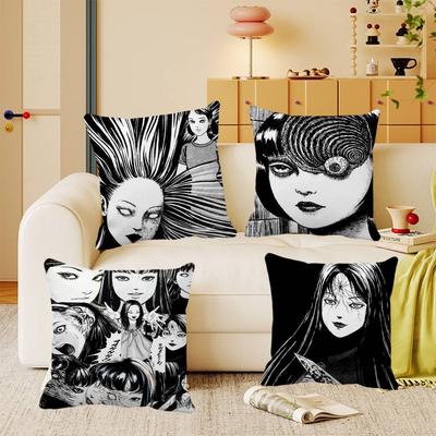 Horror Anime Tomie Junji Ito Pillow Case Square Pillow Bedroom Sofa Leisure Comfort Cushion Car Home Decoration
